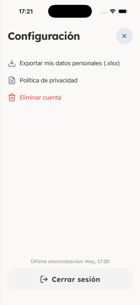 Ajustes de privacidad para exportar o eliminar tus datos (RGPD)
